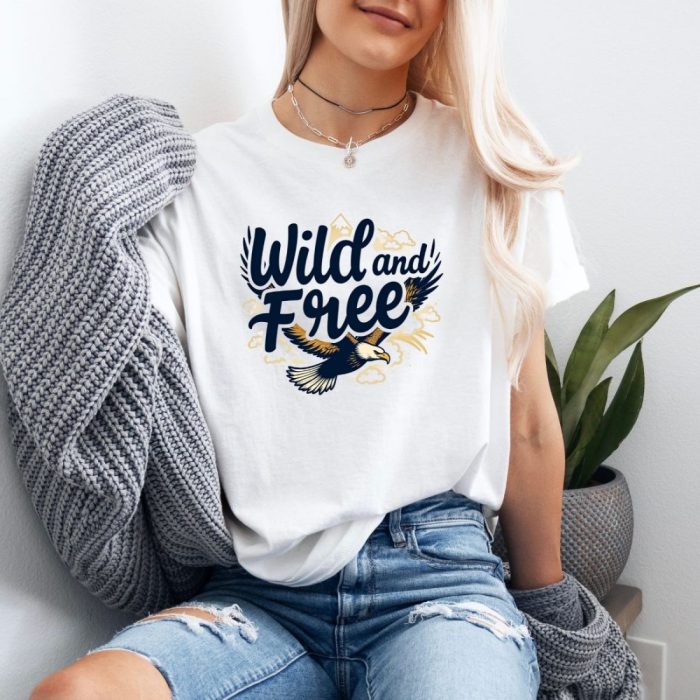Wild and Free T-Shirt - Unisex Tee with Flying Eagle Design | Embrace Freedom and Adventure